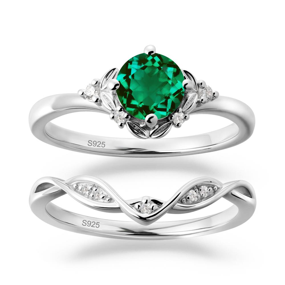 Nature Inspired Leaf and Vine Emerald Ring Set - LUO Jewelry #gemstone_Emerald