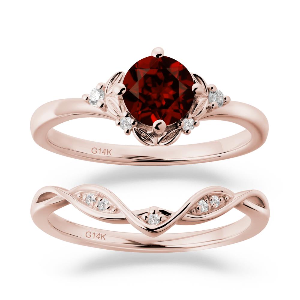 Nature Inspired Leaf and Vine Emerald Ring Set - LUO Jewelry #gemstone_Garnet