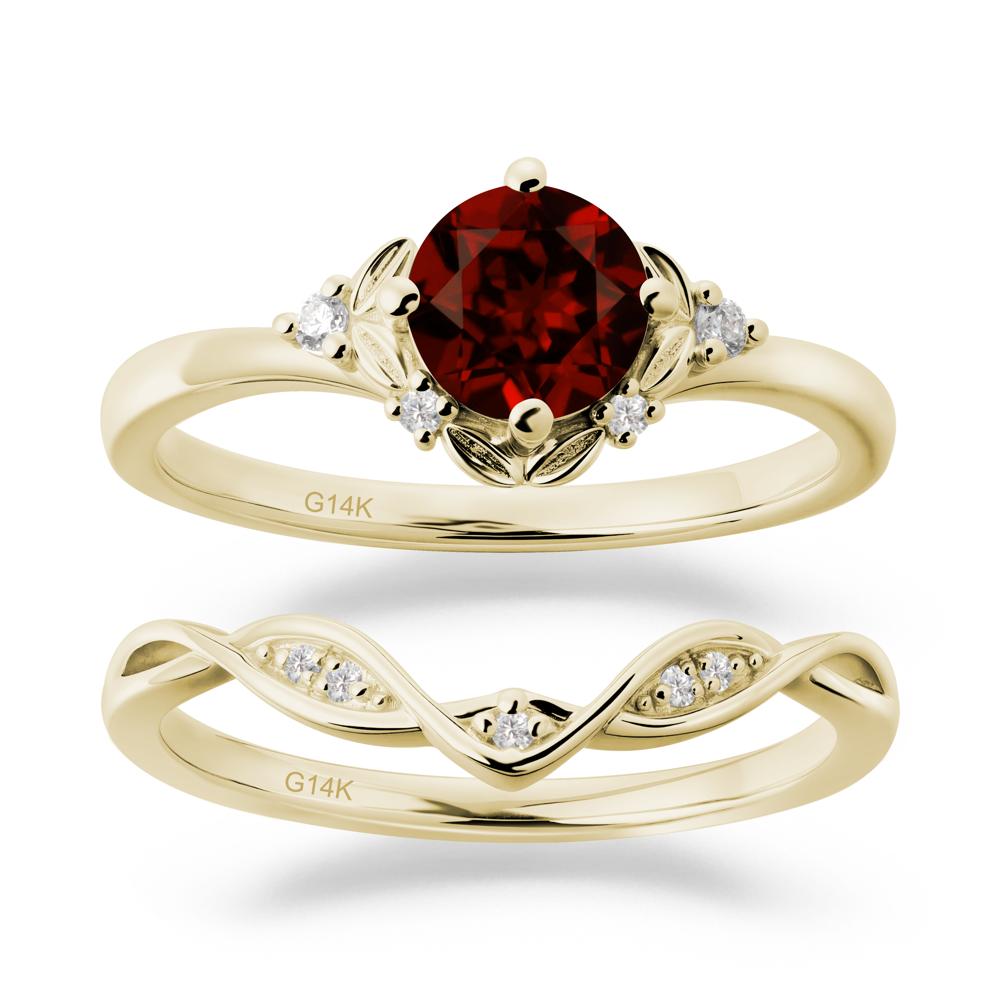 Nature Inspired Leaf and Vine Emerald Ring Set - LUO Jewelry #gemstone_Garnet