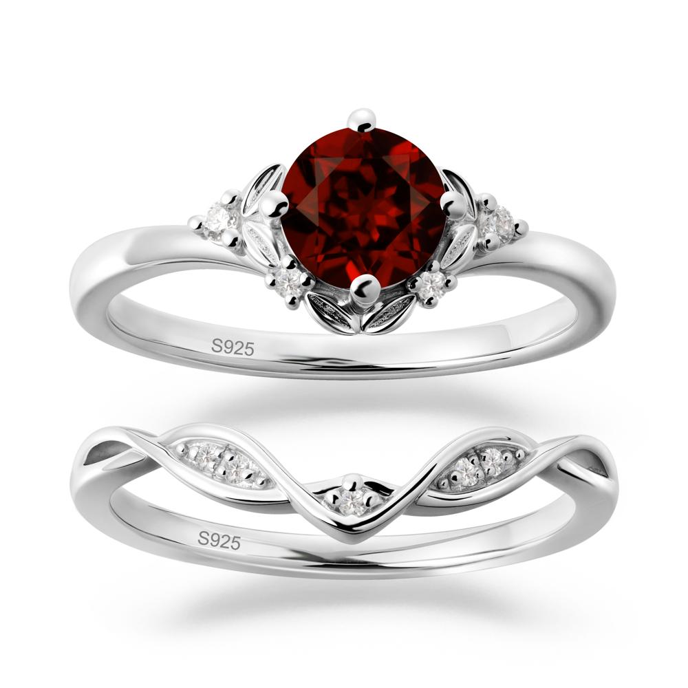 Nature Inspired Leaf and Vine Emerald Ring Set - LUO Jewelry #gemstone_Garnet