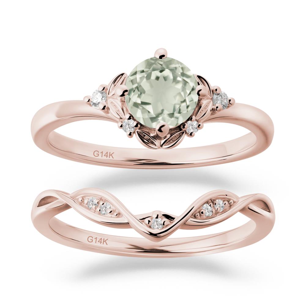 Nature Inspired Leaf and Vine Emerald Ring Set - LUO Jewelry #gemstone_Green Amethyst
