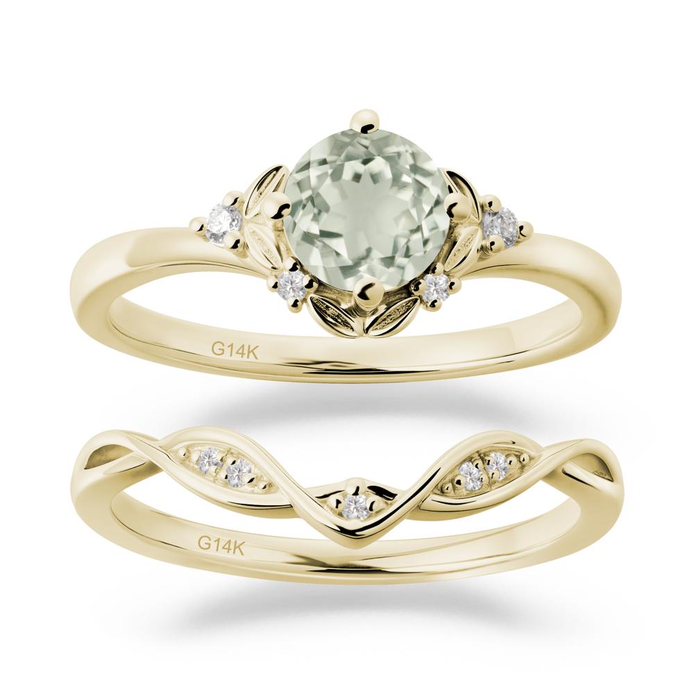 Nature Inspired Leaf and Vine Emerald Ring Set - LUO Jewelry #gemstone_Green Amethyst