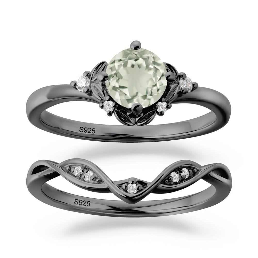 Nature Inspired Leaf and Vine Emerald Ring Set - LUO Jewelry #gemstone_Green Amethyst