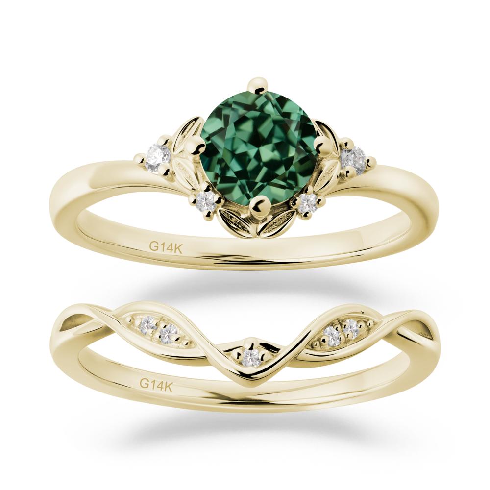 Nature Inspired Leaf and Vine Emerald Ring Set - LUO Jewelry #gemstone_Green Sapphire