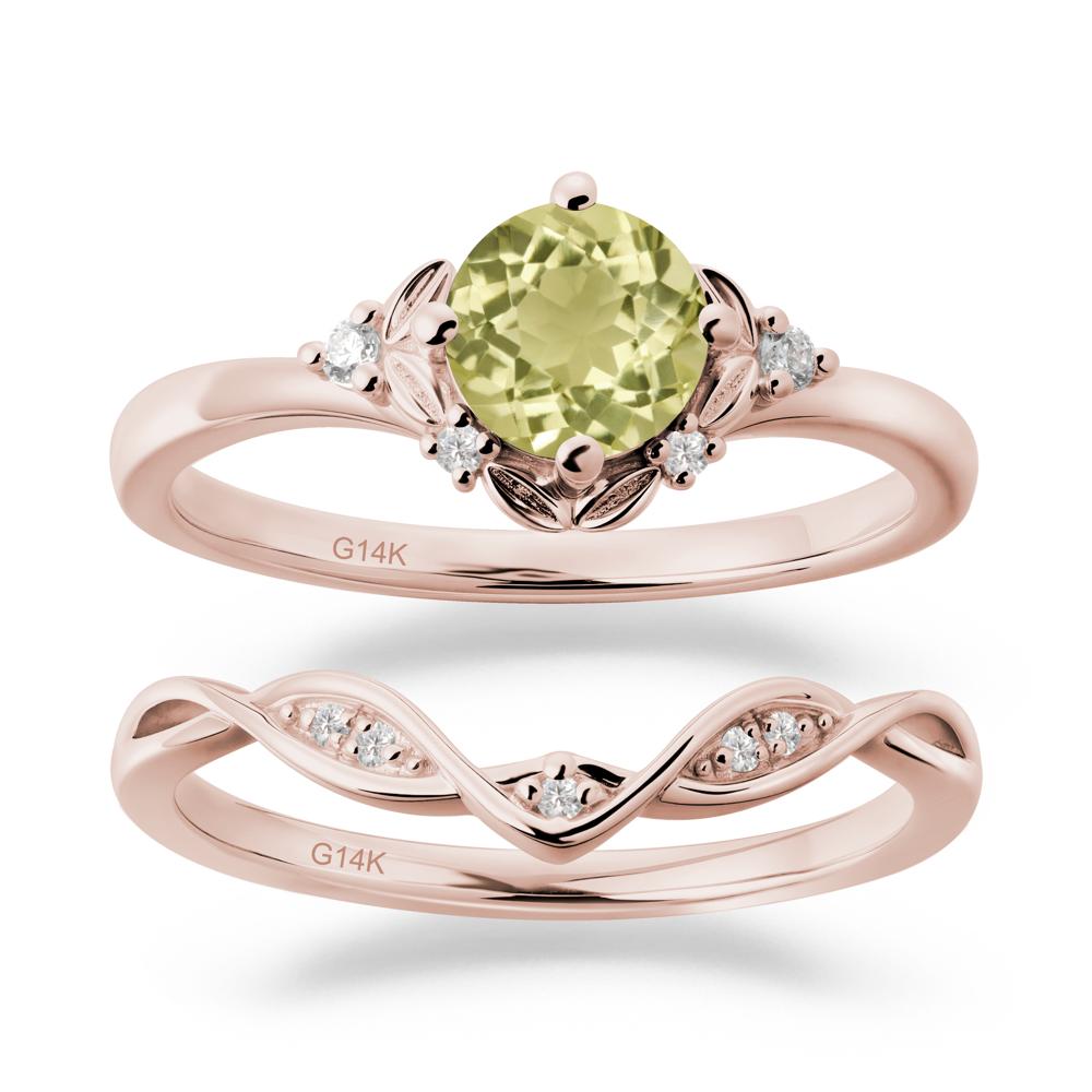 Nature Inspired Leaf and Vine Emerald Ring Set - LUO Jewelry #gemstone_Lemon Quartz