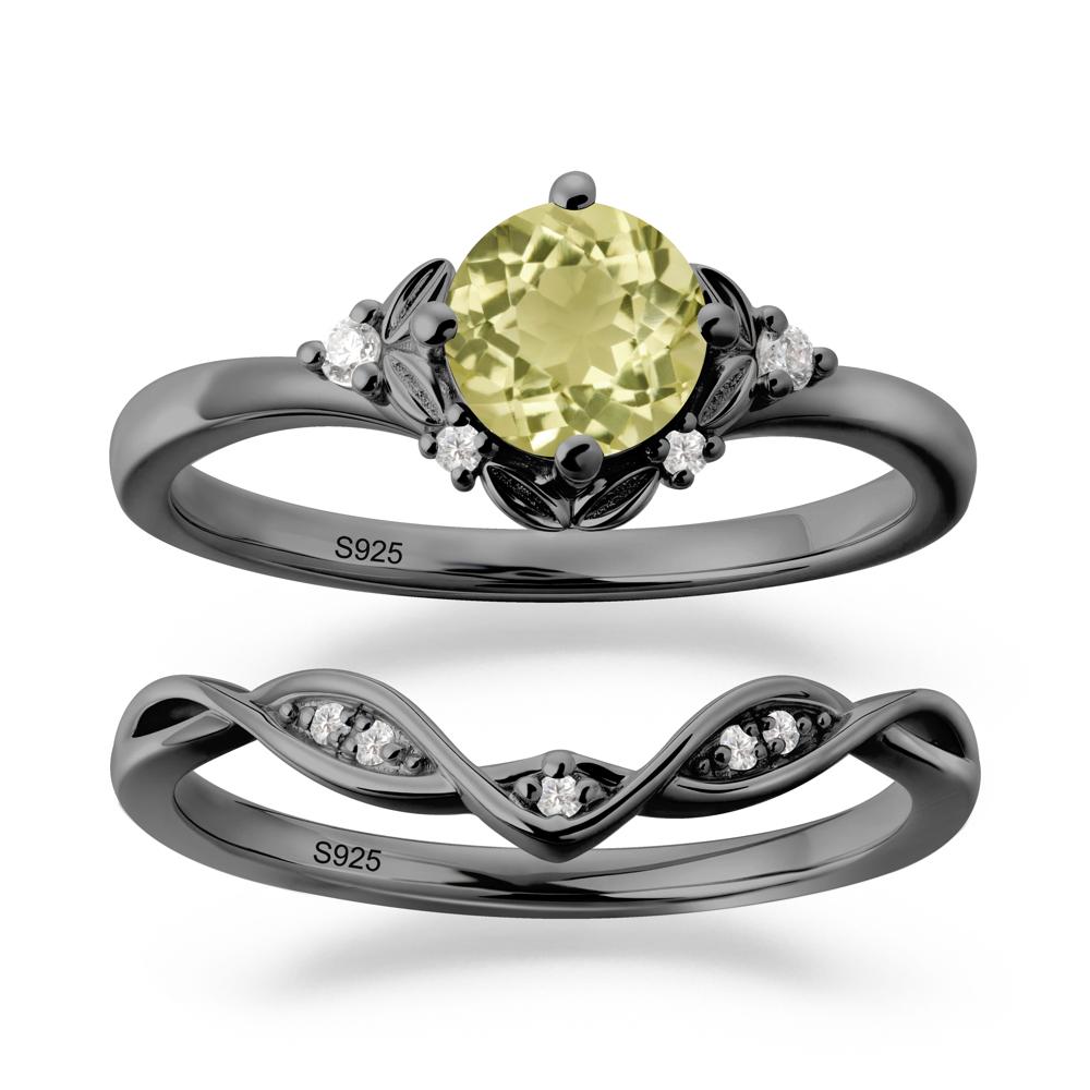 Nature Inspired Leaf and Vine Emerald Ring Set - LUO Jewelry #gemstone_Lemon Quartz