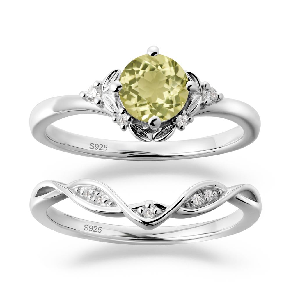 Nature Inspired Leaf and Vine Emerald Ring Set - LUO Jewelry #gemstone_Lemon Quartz