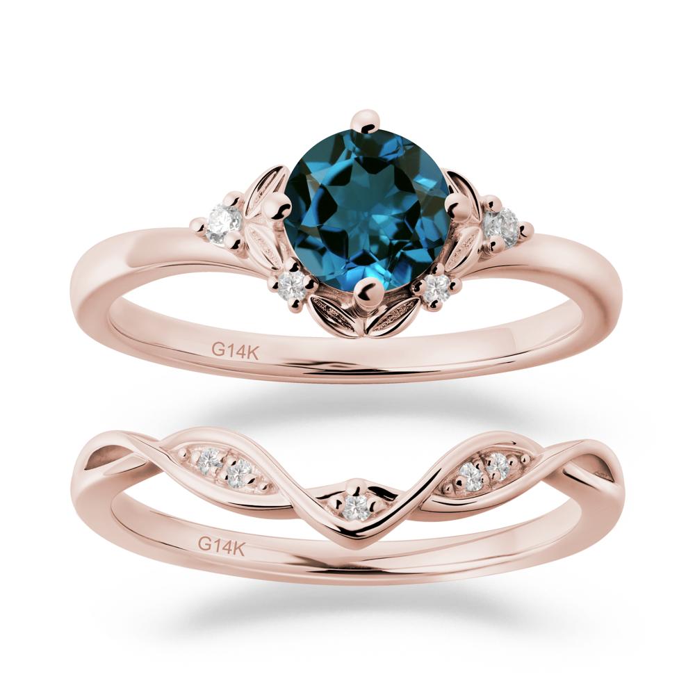 Nature Inspired Leaf and Vine Emerald Ring Set - LUO Jewelry #gemstone_London Blue Topaz
