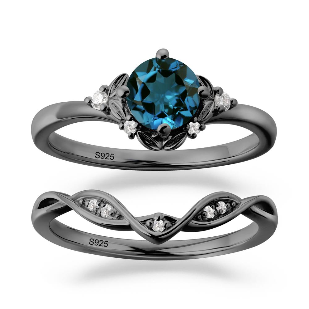 Nature Inspired Leaf and Vine Emerald Ring Set - LUO Jewelry #gemstone_London Blue Topaz
