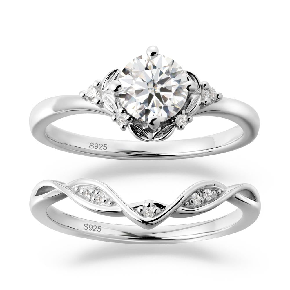 Nature Inspired Leaf and Vine Emerald Ring Set - LUO Jewelry #gemstone_Moissanite