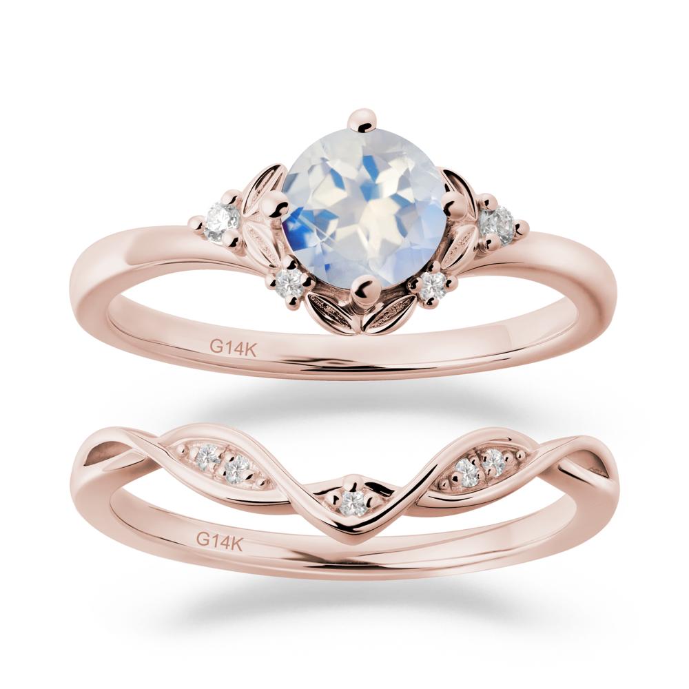Nature Inspired Leaf and Vine Emerald Ring Set - LUO Jewelry #gemstone_Moonstone