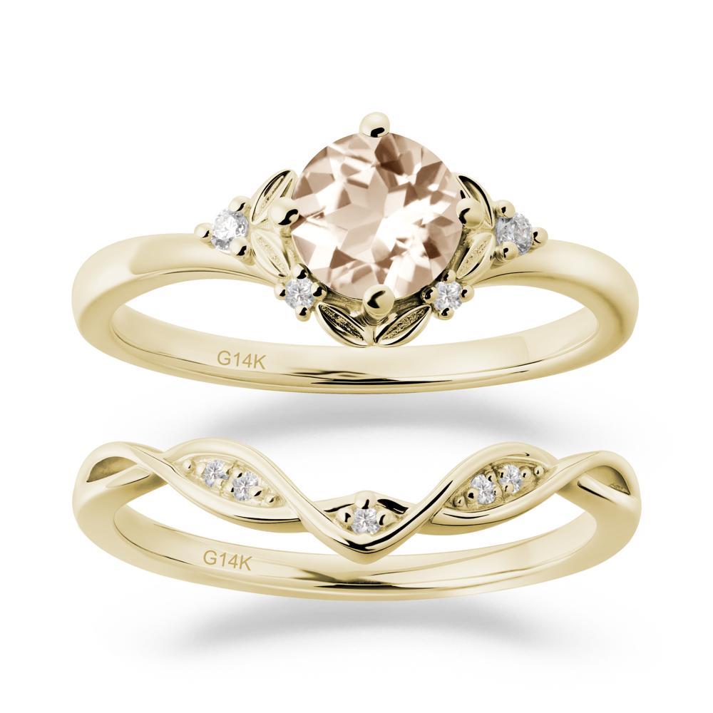 Nature Inspired Leaf and Vine Emerald Ring Set - LUO Jewelry #gemstone_Morganite