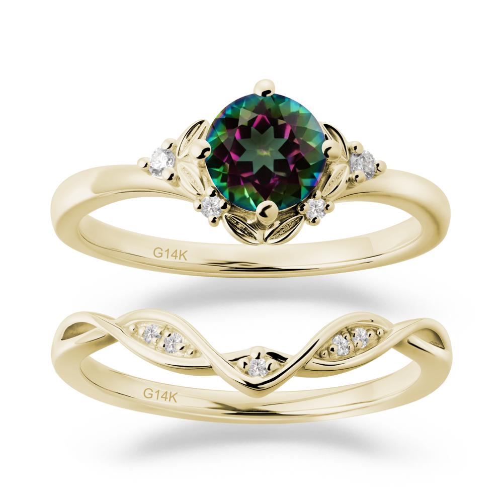 Nature Inspired Leaf and Vine Emerald Ring Set - LUO Jewelry #gemstone_Mystic Topaz