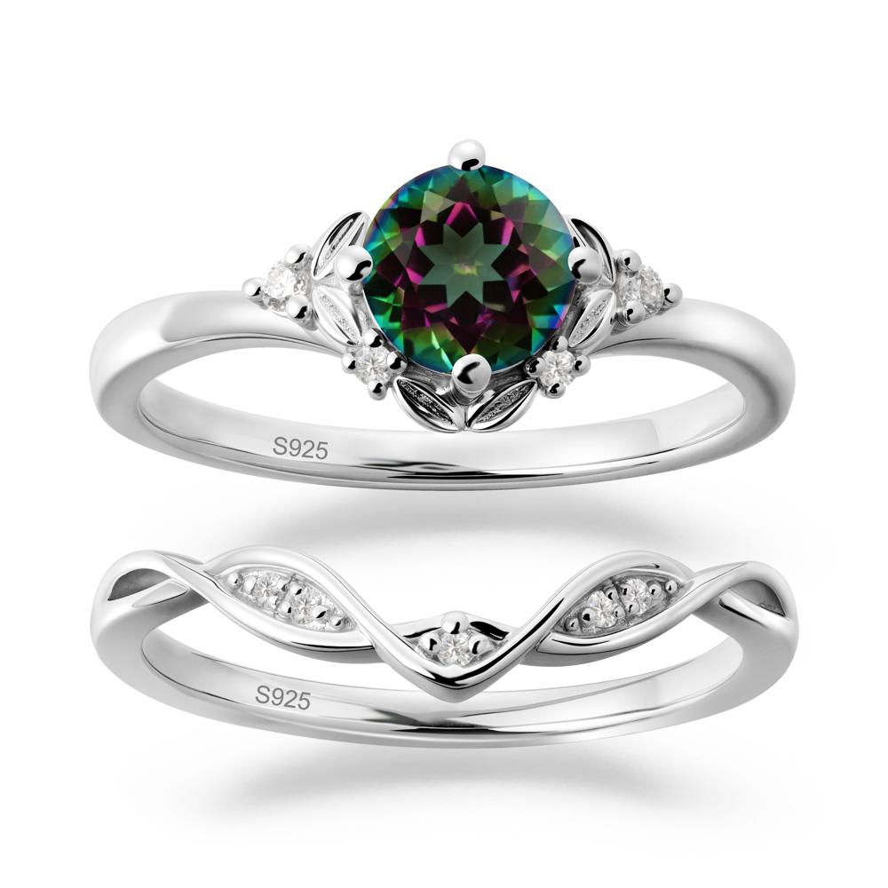 Nature Inspired Leaf and Vine Emerald Ring Set - LUO Jewelry #gemstone_Mystic Topaz