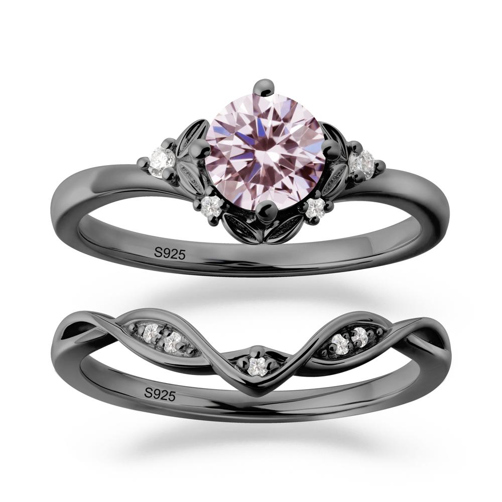 Nature Inspired Leaf and Vine Emerald Ring Set - LUO Jewelry #gemstone_Pink Cubic Zirconia