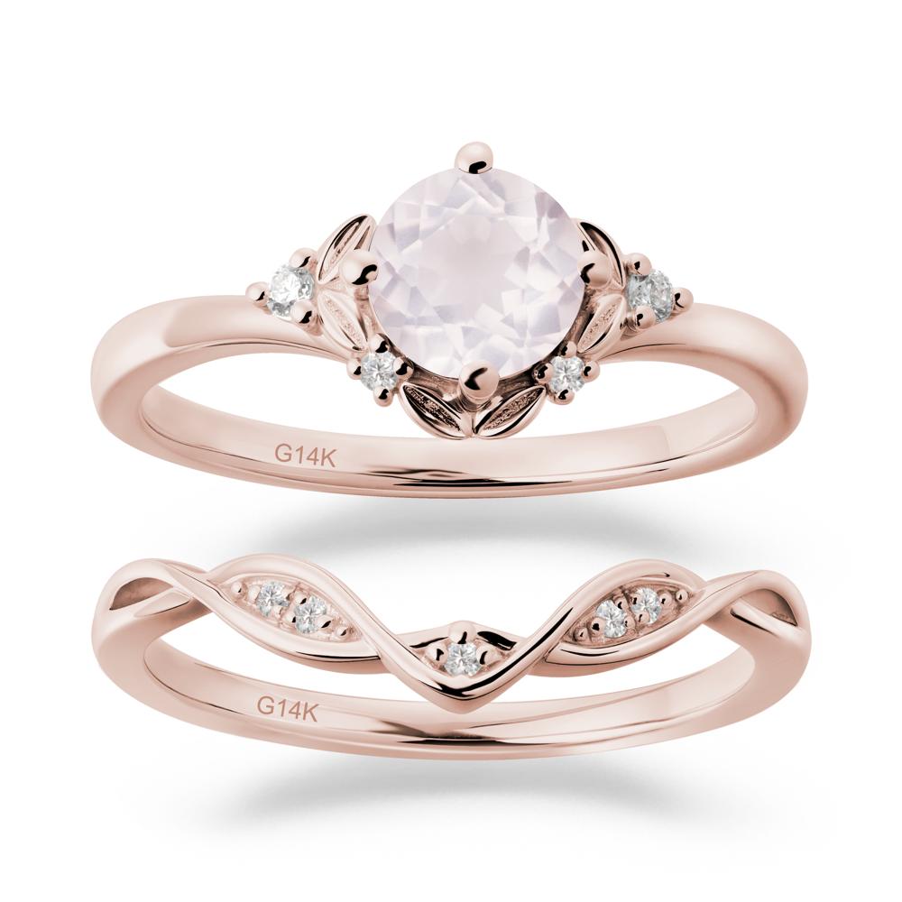 Nature Inspired Leaf and Vine Emerald Ring Set - LUO Jewelry #gemstone_Rose Quartz