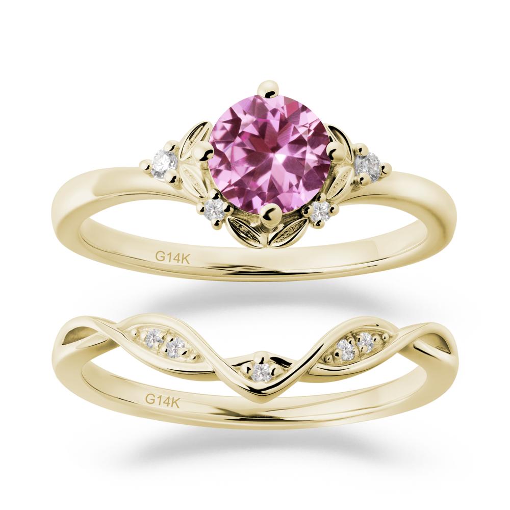 Nature Inspired Leaf and Vine Emerald Ring Set - LUO Jewelry #gemstone_Pink Sapphire