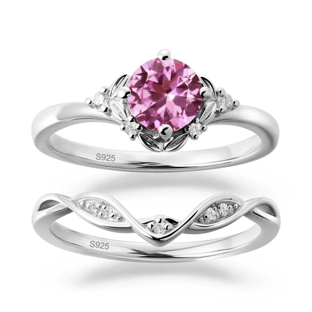 Nature Inspired Leaf and Vine Emerald Ring Set - LUO Jewelry #gemstone_Pink Sapphire