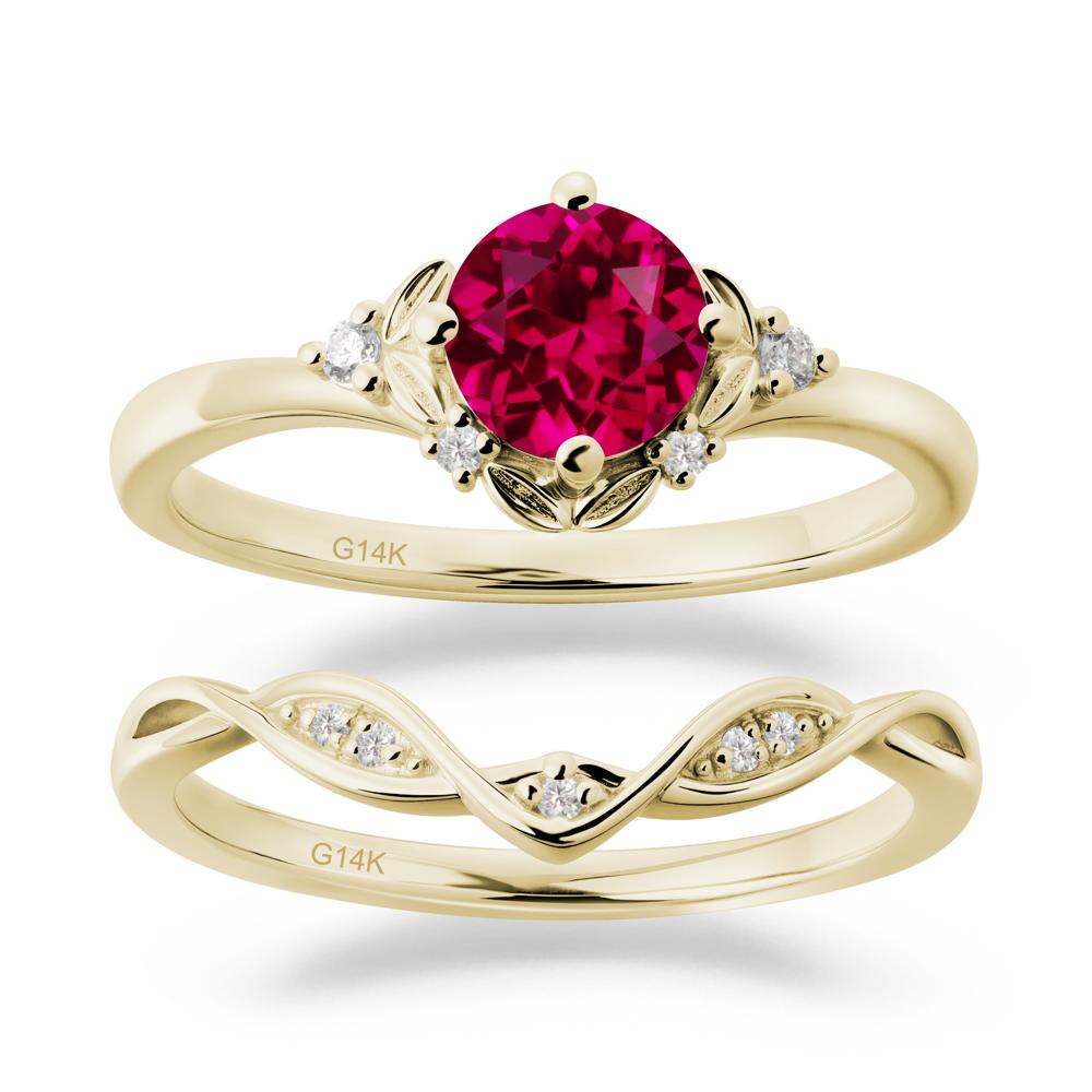 Nature Inspired Leaf and Vine Emerald Ring Set - LUO Jewelry #gemstone_Ruby