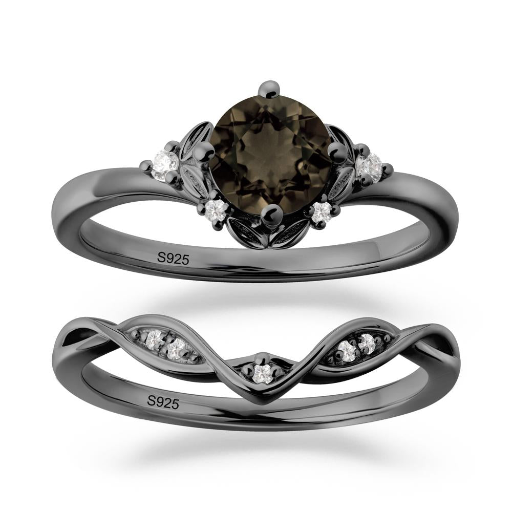 Nature Inspired Leaf and Vine Emerald Ring Set - LUO Jewelry #gemstone_Smoky Quartz