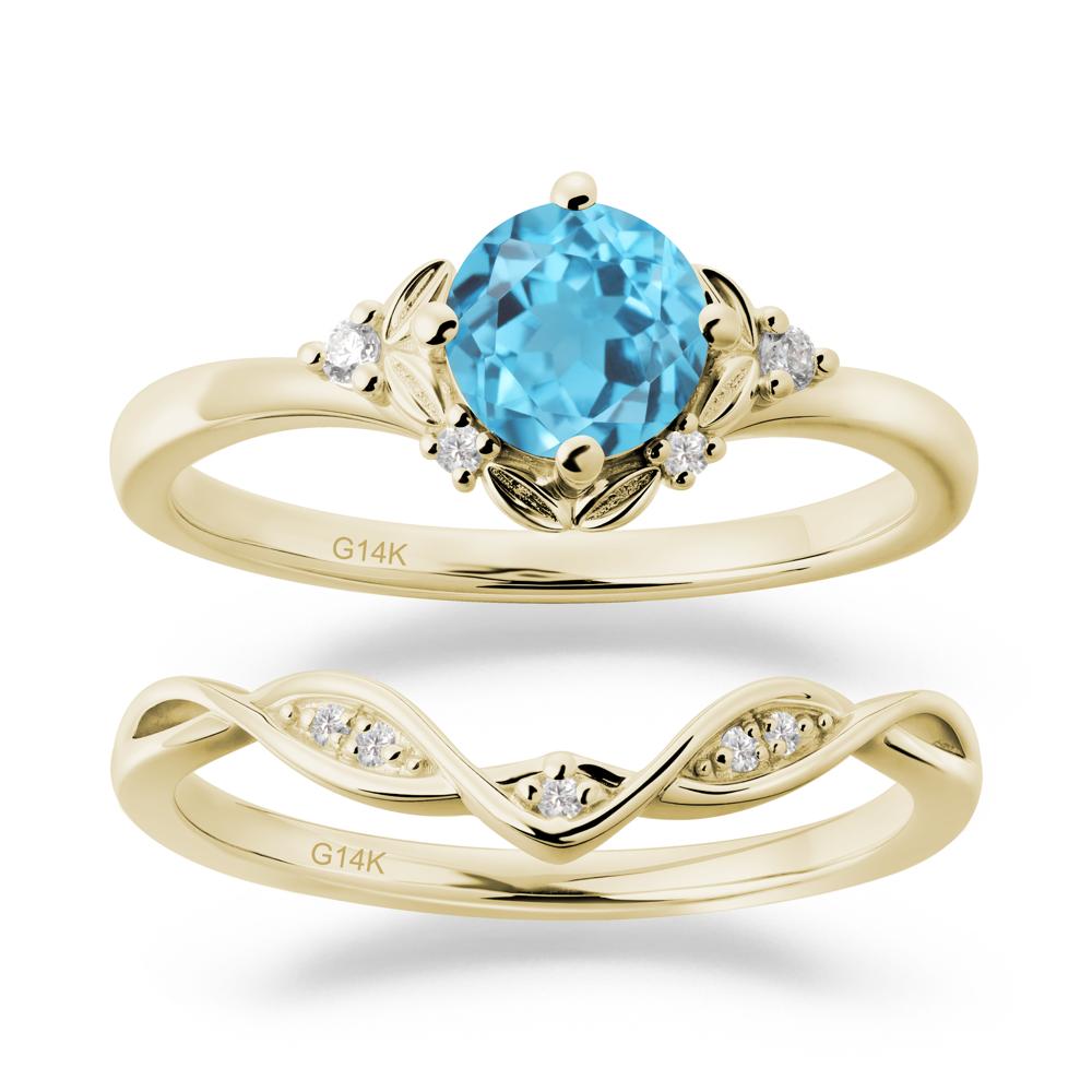 Nature Inspired Leaf and Vine Emerald Ring Set - LUO Jewelry #gemstone_Swiss Blue Topaz