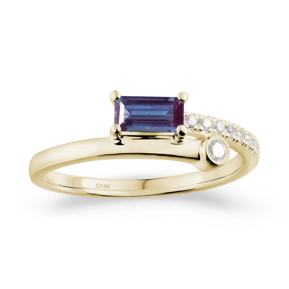 Unique Alexandrite Baguette Ring for Everyday Wear - LUO Jewelry #metal_14k yellow gold
