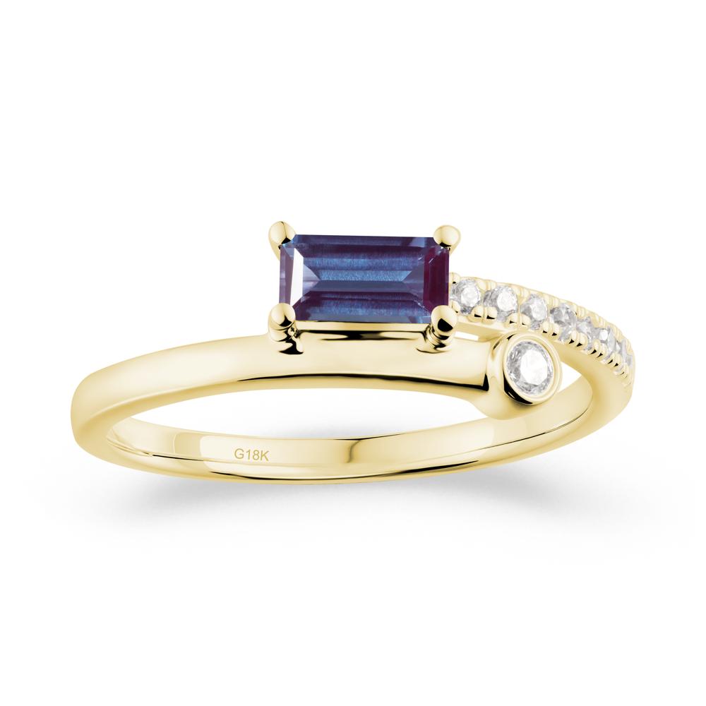 Unique Alexandrite Baguette Ring for Everyday Wear - LUO Jewelry #metal_18k yellow gold