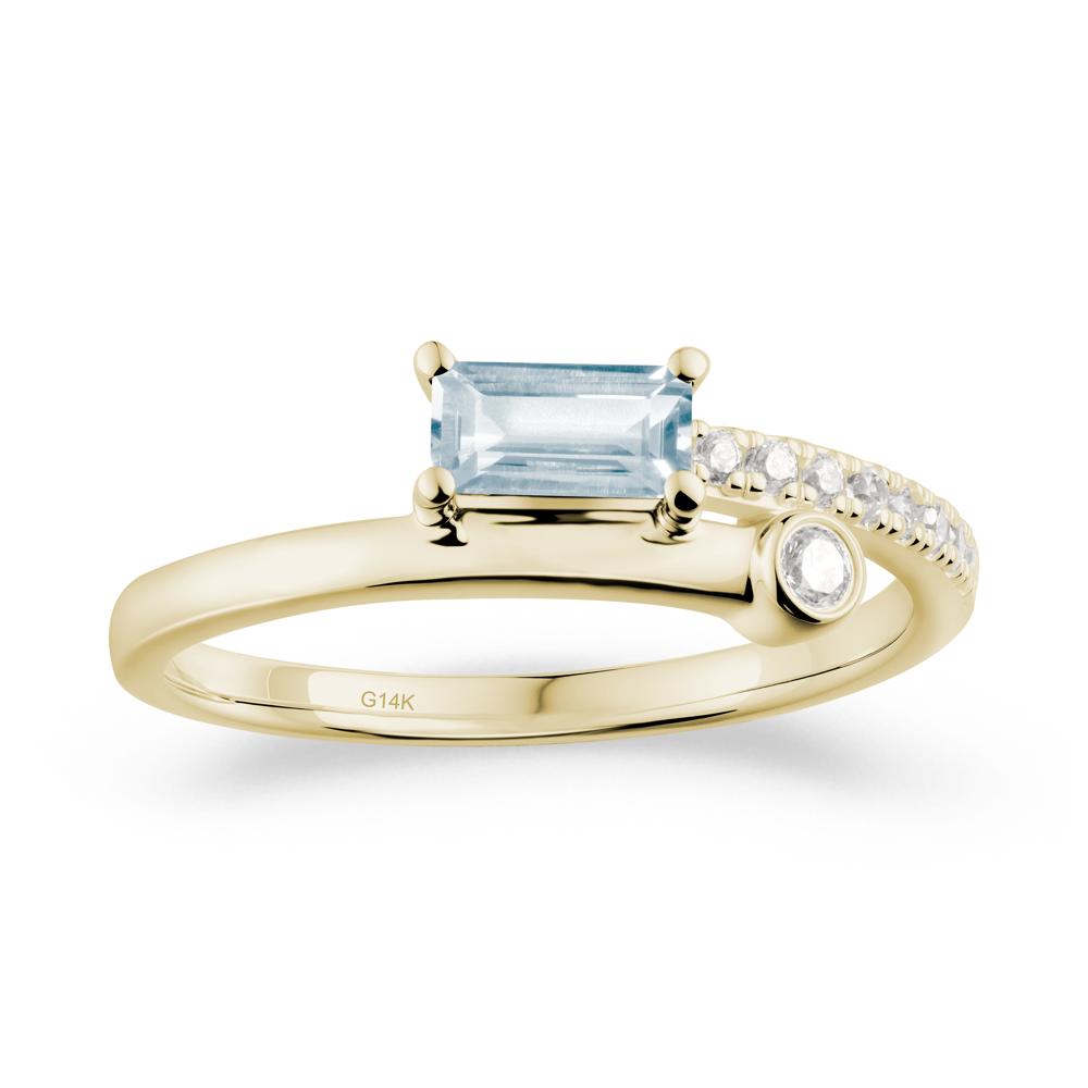 Rectangular Cut Aquamarine Anniversary Ring - LUO Jewelry #metal_14k yellow gold