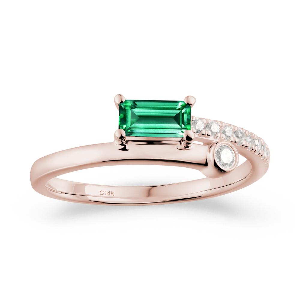 Unique Emerald Baguette Ring for Everyday Wear - LUO Jewelry #metal_14k rose gold