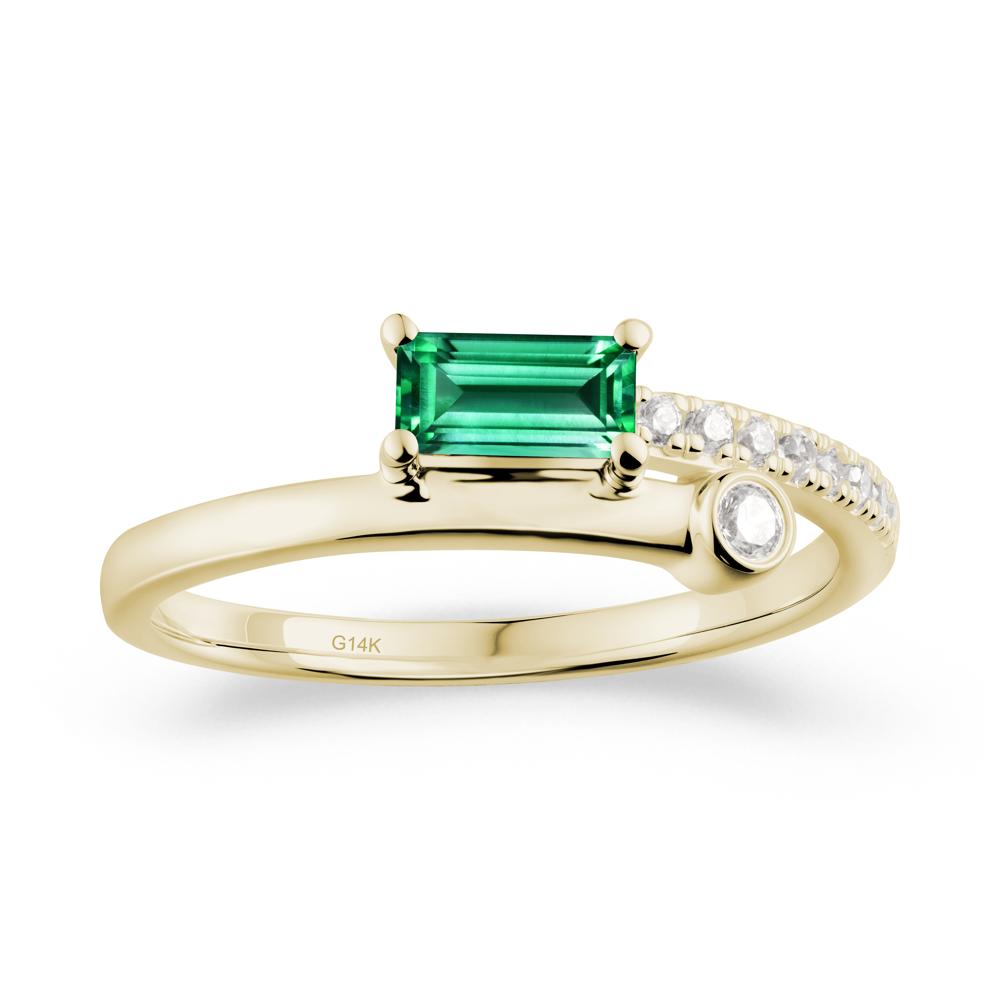 Unique Emerald Baguette Ring for Everyday Wear - LUO Jewelry #metal_14k yellow gold