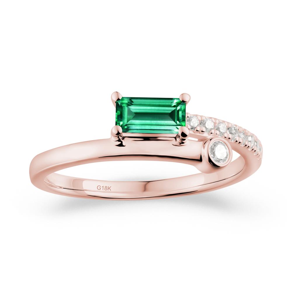 Unique Emerald Baguette Ring for Everyday Wear - LUO Jewelry #metal_18k rose gold