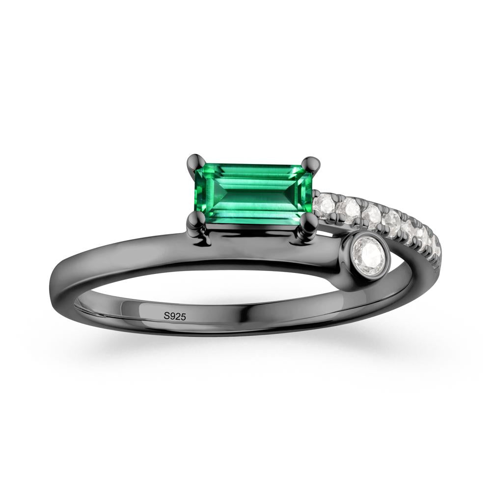 Unique Emerald Baguette Ring for Everyday Wear - LUO Jewelry #metal_black finish sterling silver