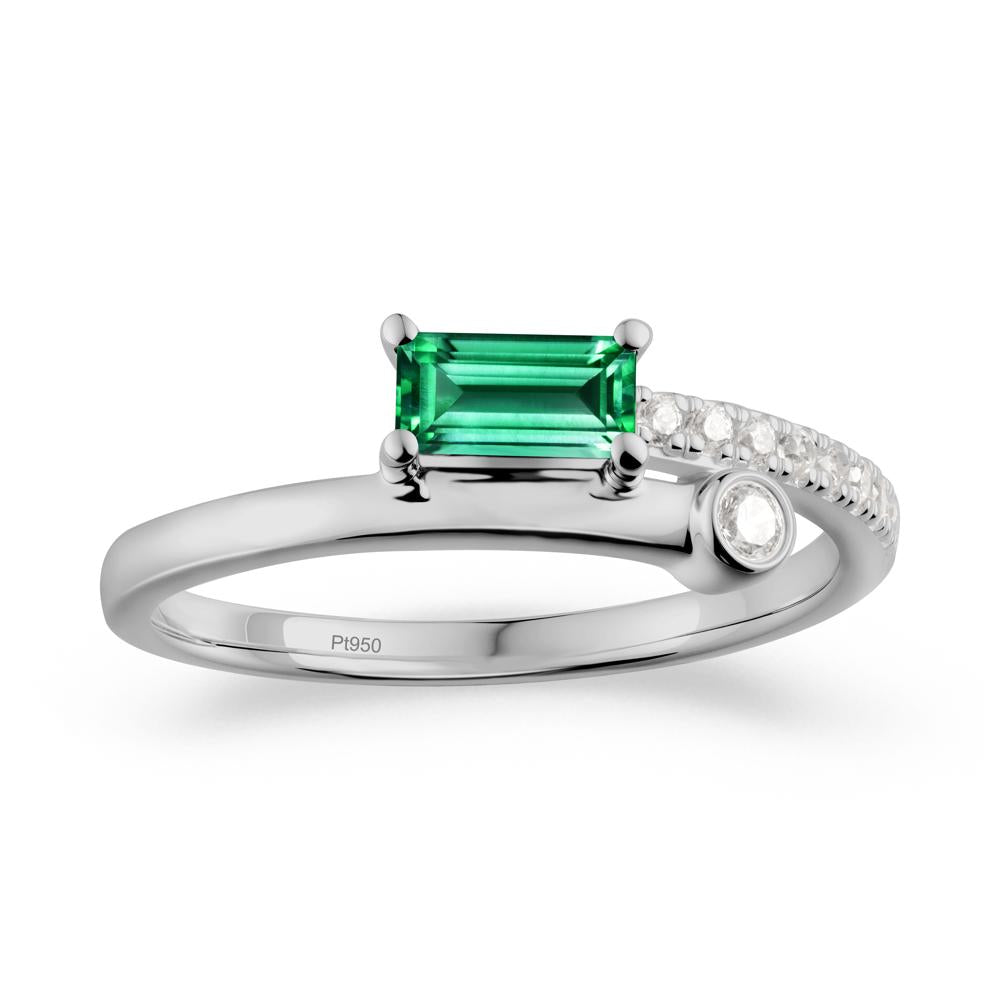 Unique Emerald Baguette Ring for Everyday Wear - LUO Jewelry #metal_platinum
