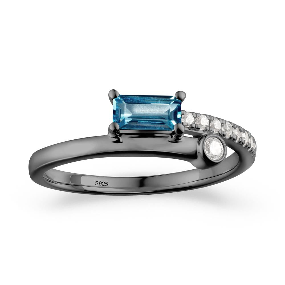 Toi Et Moi London Blue Topaz Ring for Women - LUO Jewelry #metal_black finish sterling silver