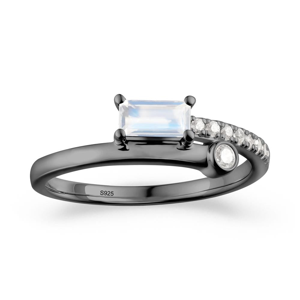 Rectangular Cut Moonstone Anniversary Ring - LUO Jewelry #metal_black finish sterling silver