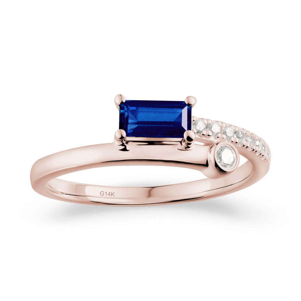 Unique Sapphire Baguette Ring for Everyday Wear - LUO Jewelry #metal_14k rose gold