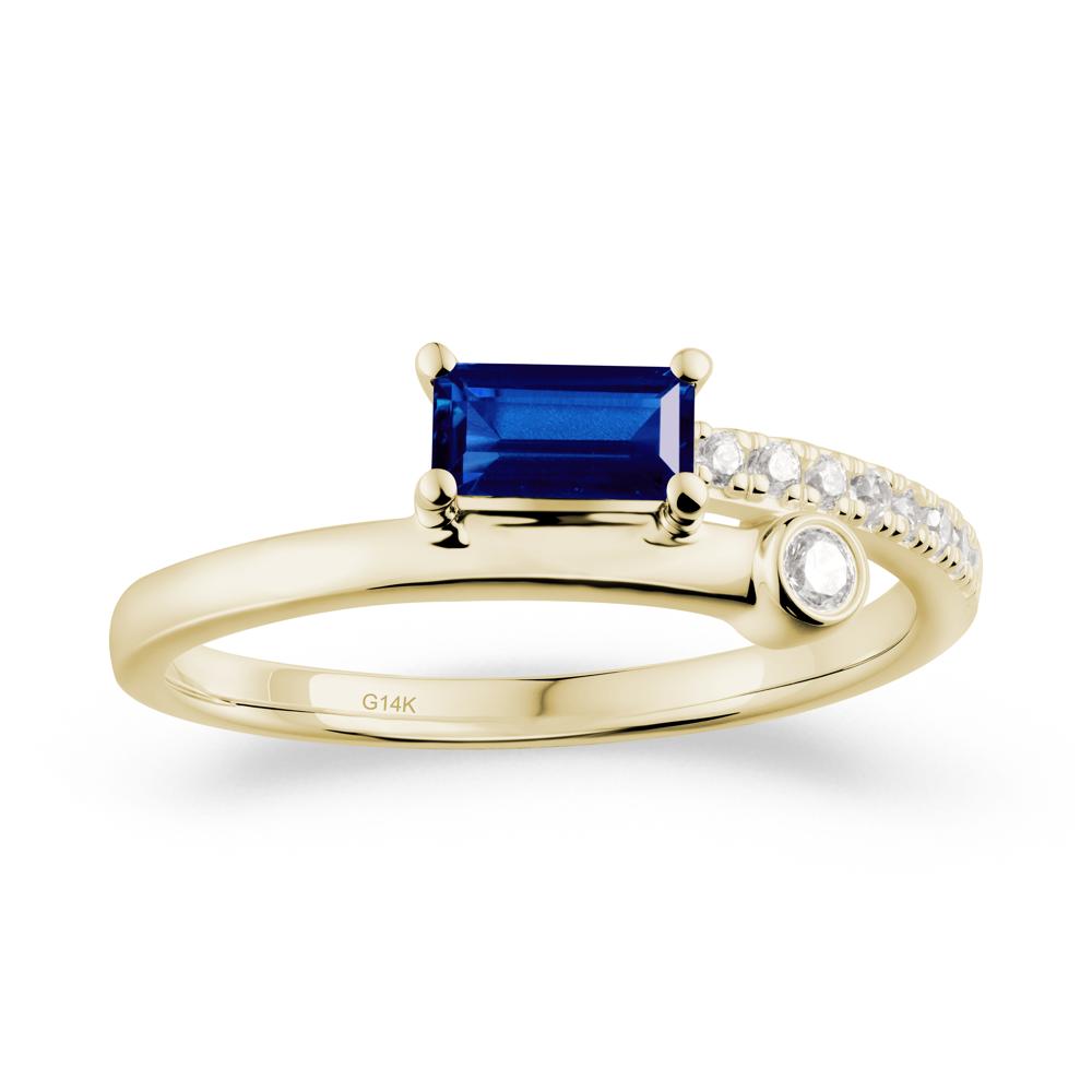 Unique Sapphire Baguette Ring for Everyday Wear - LUO Jewelry #metal_14k yellow gold