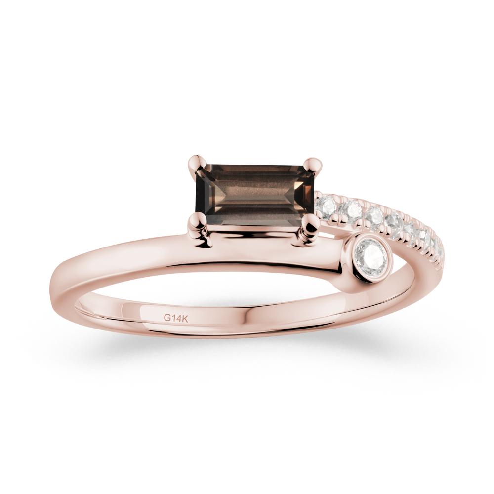 Rectangular Cut Smoky Quartz Anniversary Ring - LUO Jewelry #metal_14k rose gold