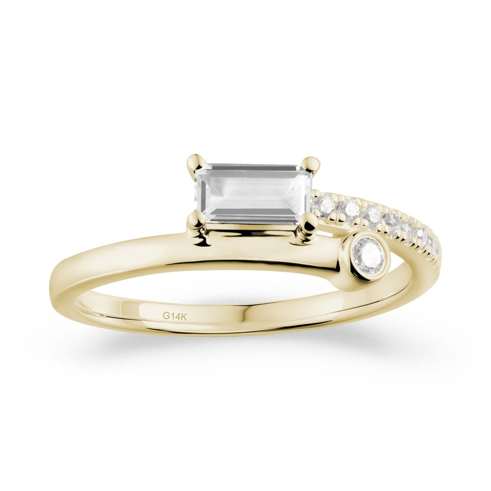 Unique White Topaz Baguette Ring for Everyday Wear - LUO Jewelry #metal_14k yellow gold
