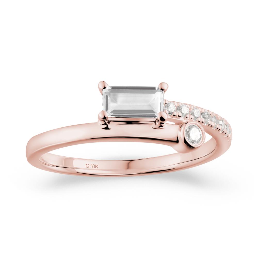 Unique White Topaz Baguette Ring for Everyday Wear - LUO Jewelry #metal_18k rose gold