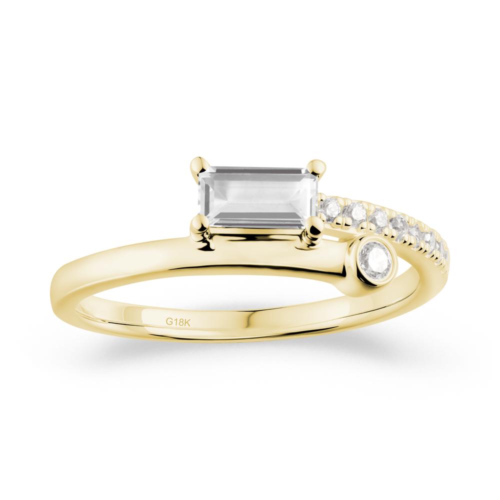 Unique White Topaz Baguette Ring for Everyday Wear - LUO Jewelry #metal_18k yellow gold