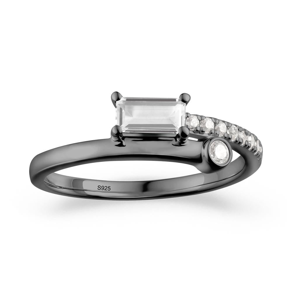 Unique White Topaz Baguette Ring for Everyday Wear - LUO Jewelry #metal_black finish sterling silver