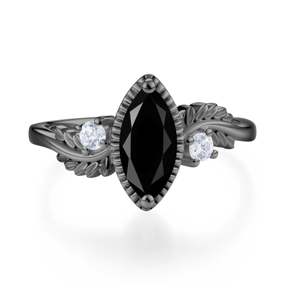 Twisted Leaf Lemon Quartz Wedding Ring - LUO Jewelry #gemstone_Black Spinel