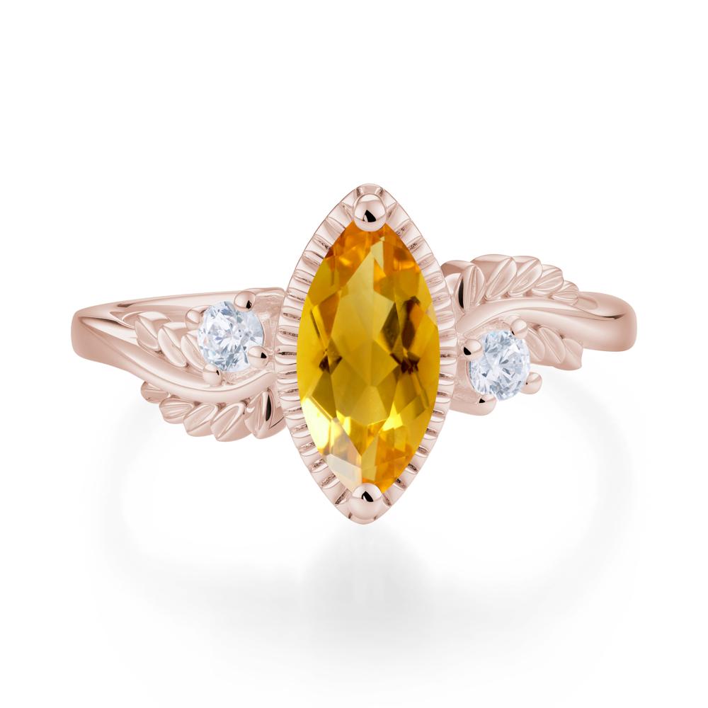 Twisted Leaf Lemon Quartz Wedding Ring - LUO Jewelry #gemstone_Citrine