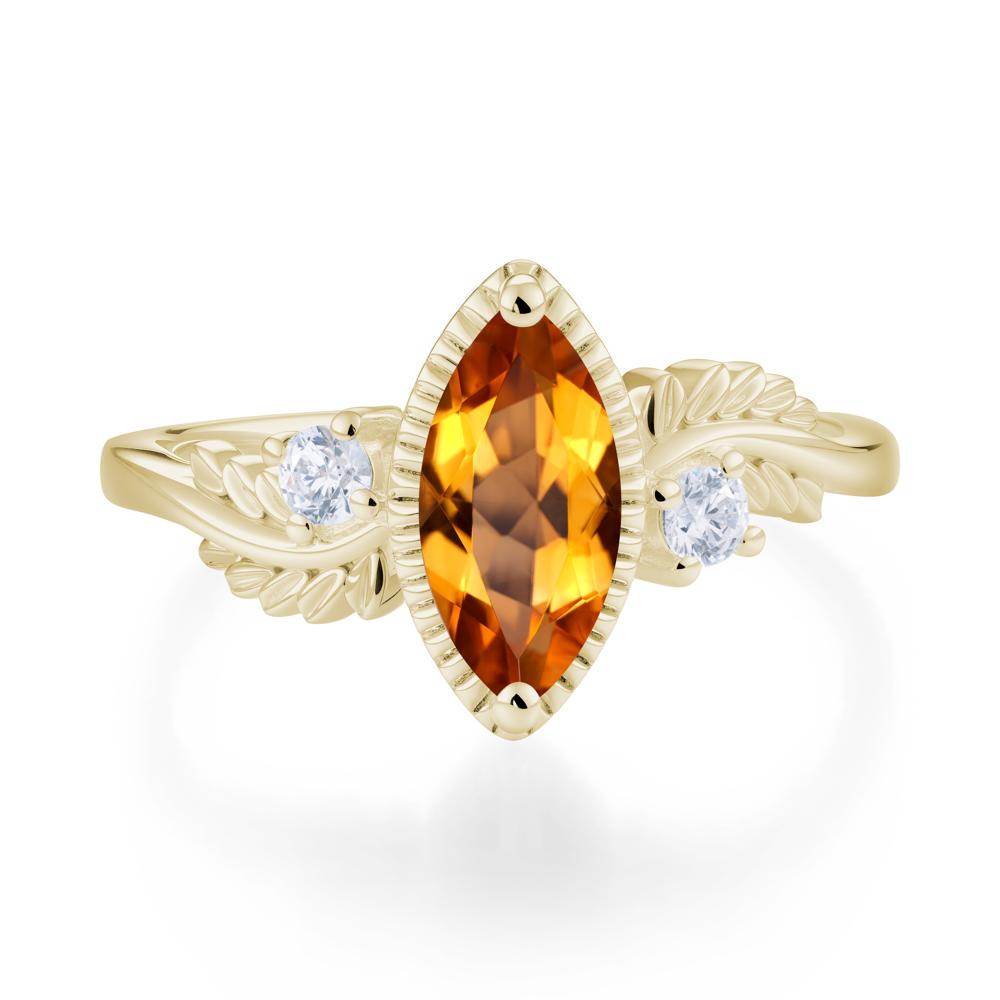 Twisted Leaf Lemon Quartz Wedding Ring - LUO Jewelry #gemstone_Citrine