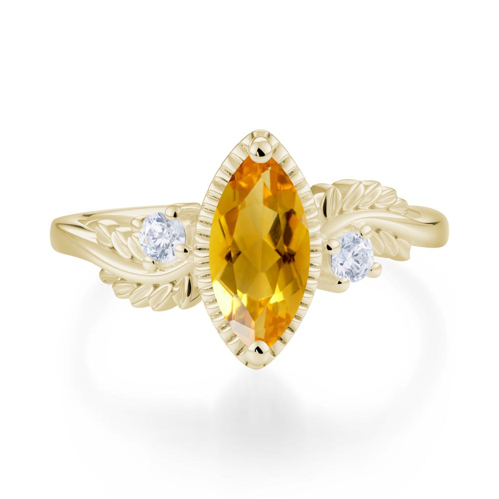 Twisted Leaf Lemon Quartz Wedding Ring - LUO Jewelry #gemstone_Citrine