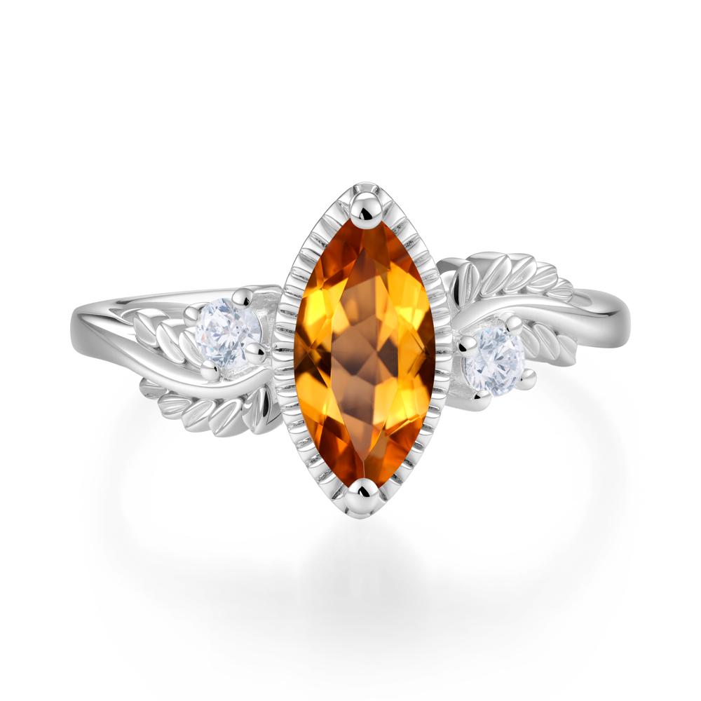 Twisted Leaf Lemon Quartz Wedding Ring - LUO Jewelry #gemstone_Citrine