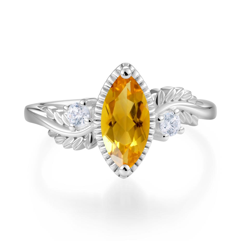 Twisted Leaf Lemon Quartz Wedding Ring - LUO Jewelry #gemstone_Citrine