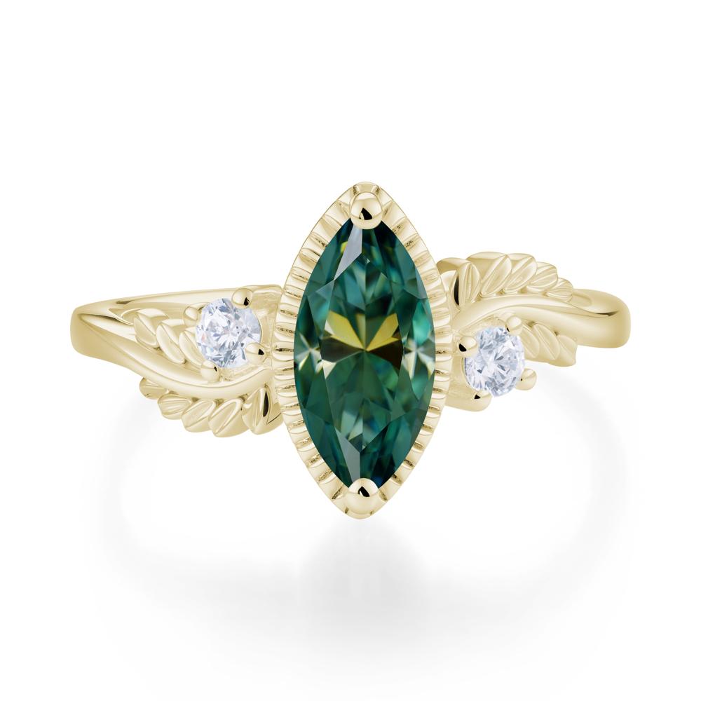 Twisted Leaf Lemon Quartz Wedding Ring - LUO Jewelry #gemstone_Green Moissanite