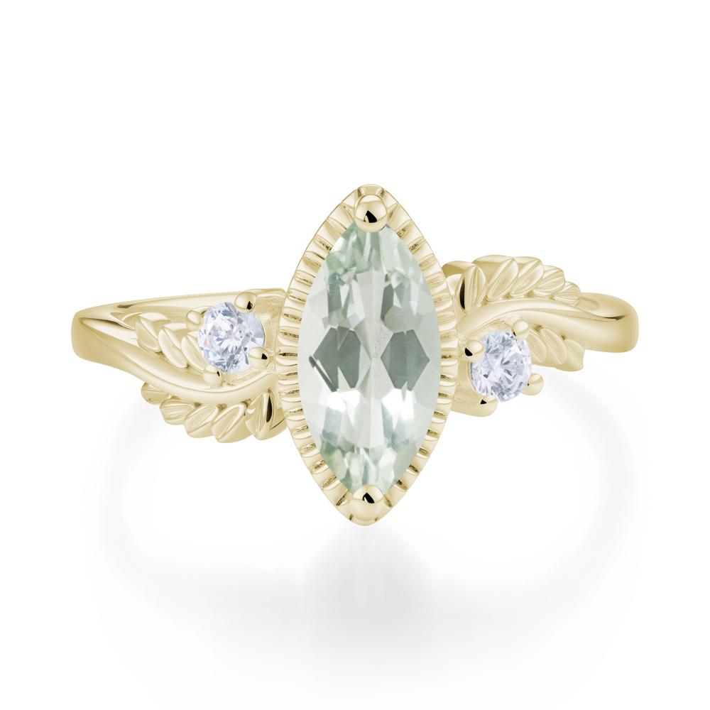 Twisted Leaf Lemon Quartz Wedding Ring - LUO Jewelry #gemstone_Green Amethyst